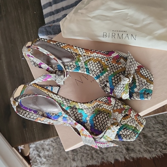 Alexandre Birman Snake Python Print Clarita Sandal Rainbow 38 - Picture 4 of 9